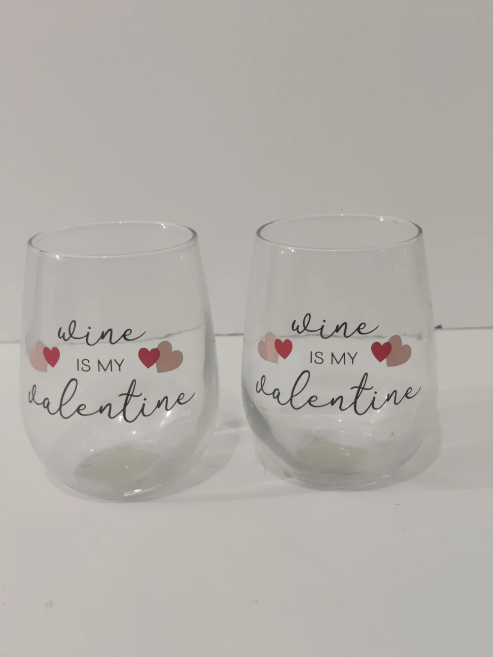 Two - 2 “Wine Is My Valentine”. 16.8oz Inspirational Seamless Beer/Wine Glasses
